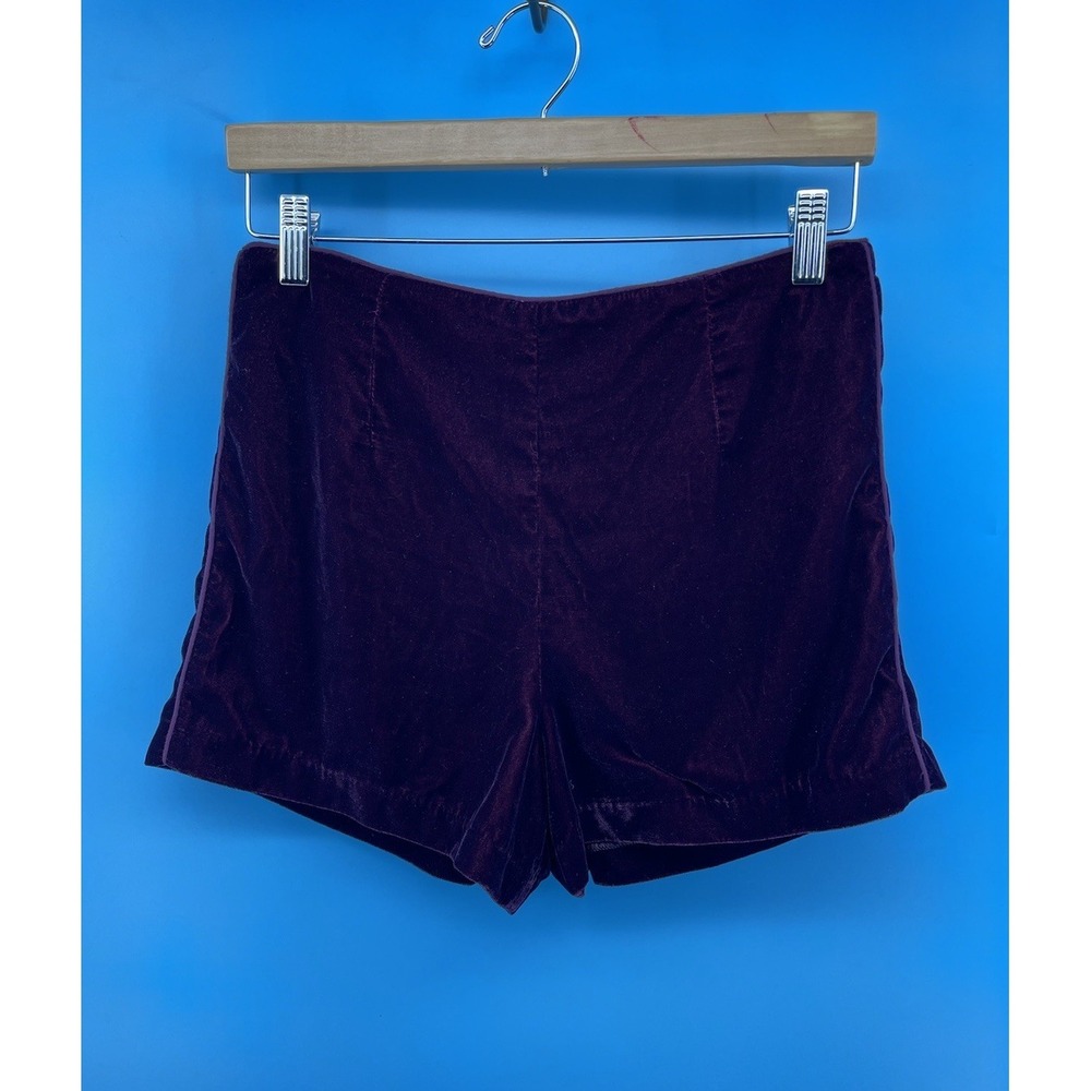 Free People Women's Velvet Shorts Purple Plum Size 6 High Rise Back Zip